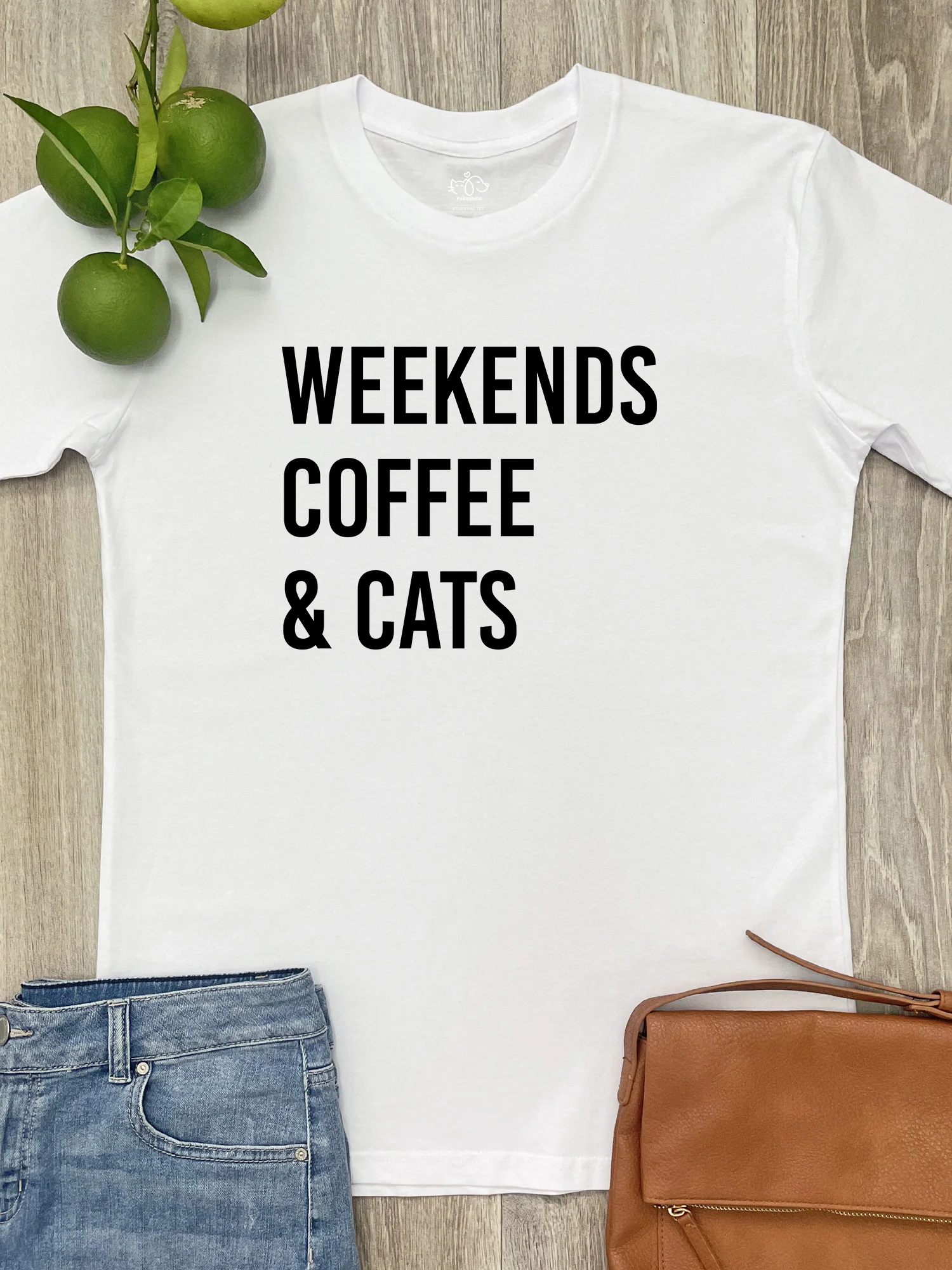 Weekends Coffee & Cats Essential Unisex Tee - Image 6