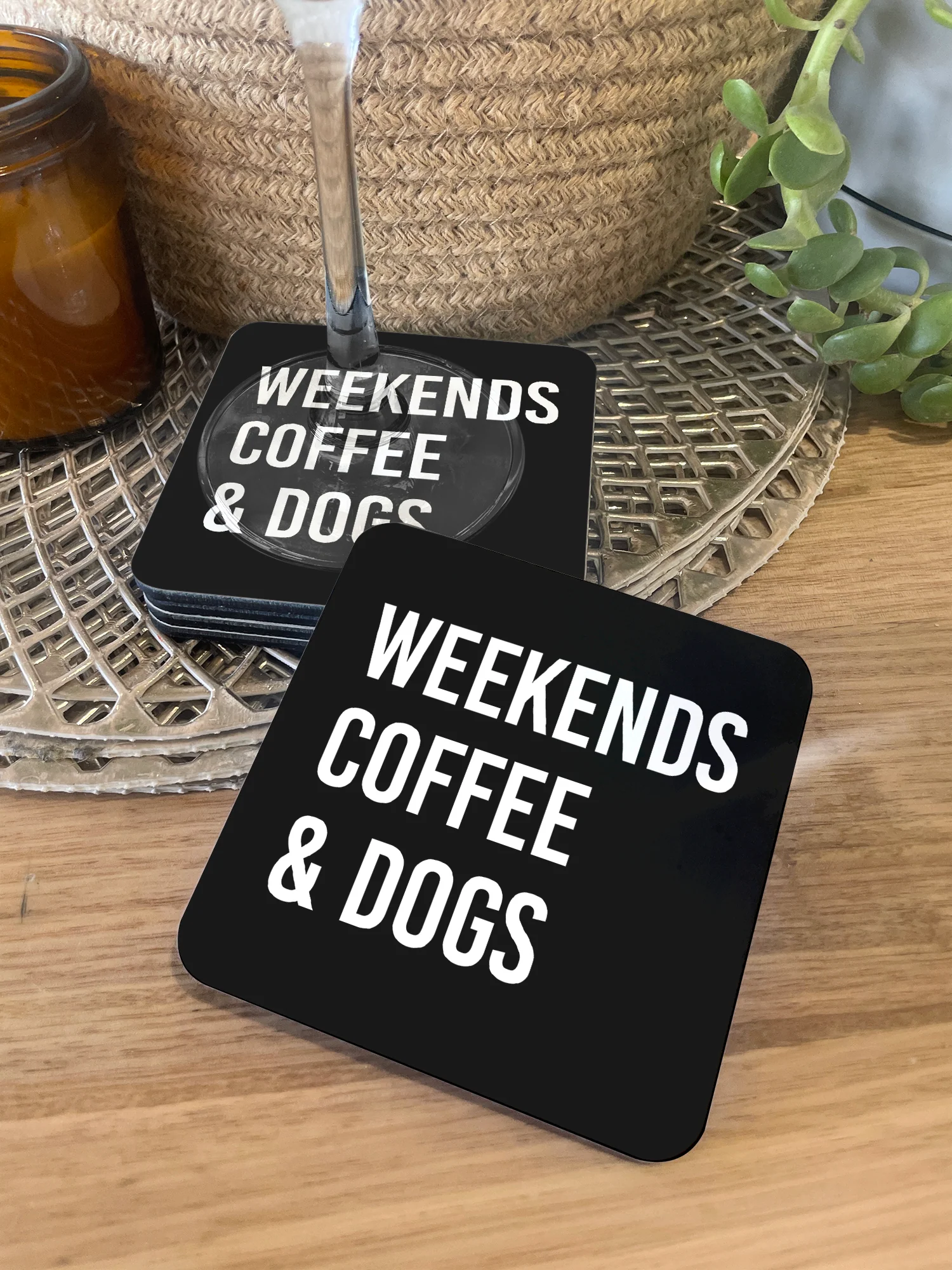 Weekends Coffee & Dogs Coaster - Image 2