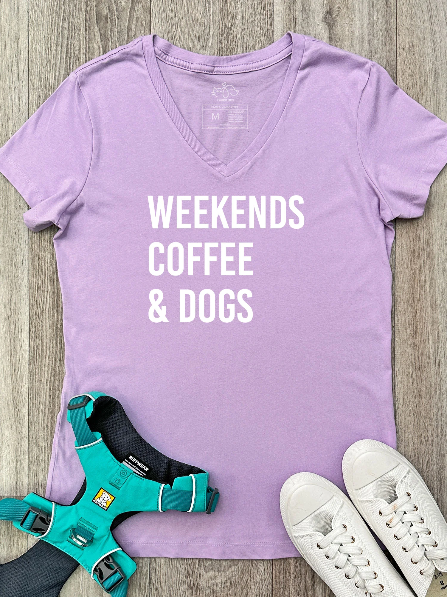 Weekends Coffee & Dogs Emma V-Neck Tee - Image 2