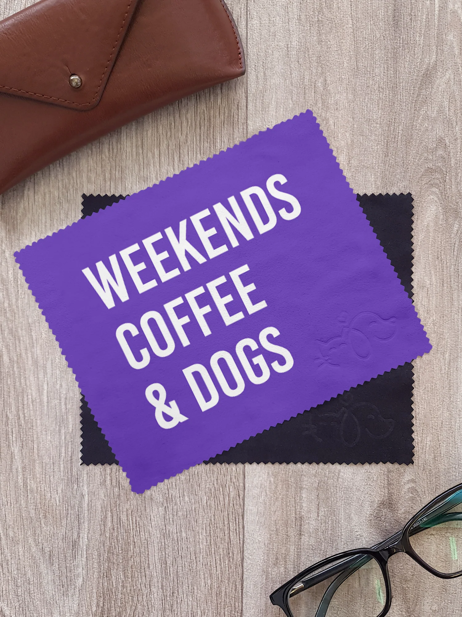 Weekends Coffee & Dogs Microfibre Suede Glasses Cleaning Cloths (Twinpack) - Image 3