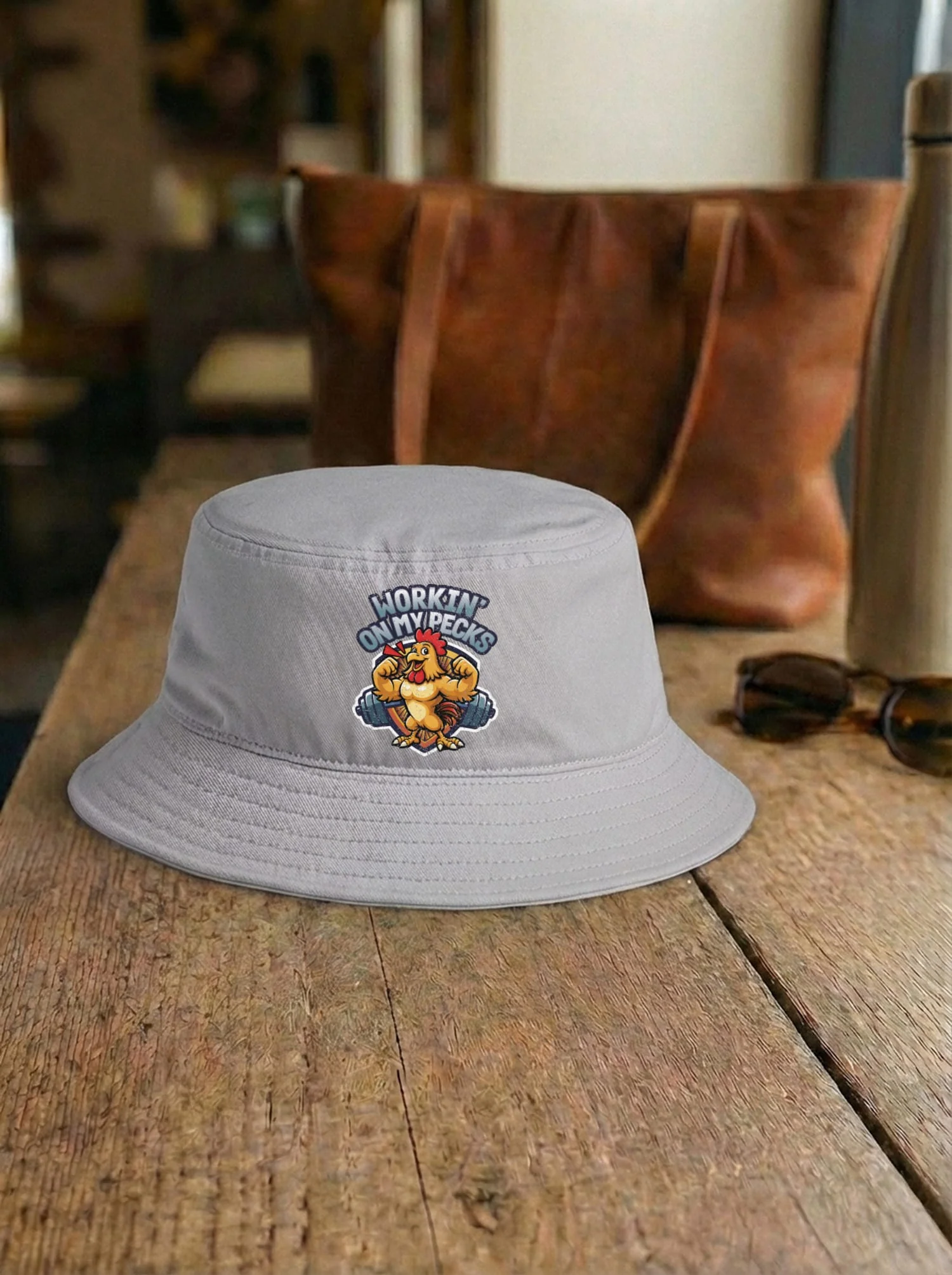 Workin On My Pecks Bucket Hat - Image 4
