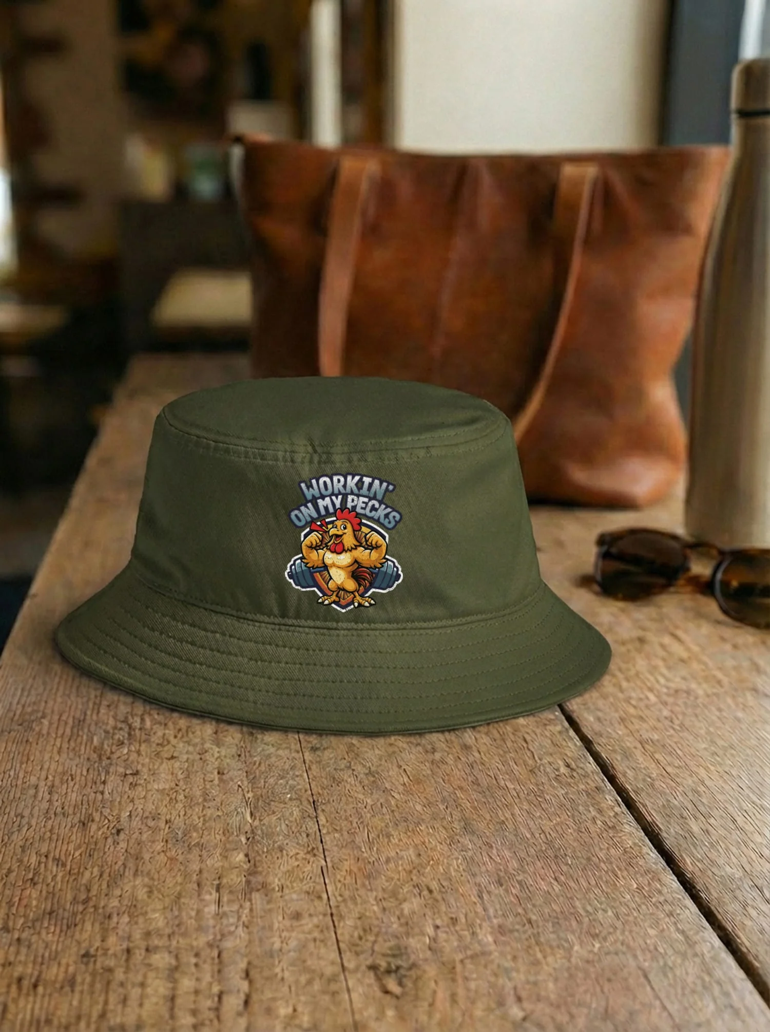 Workin On My Pecks Bucket Hat - Image 5