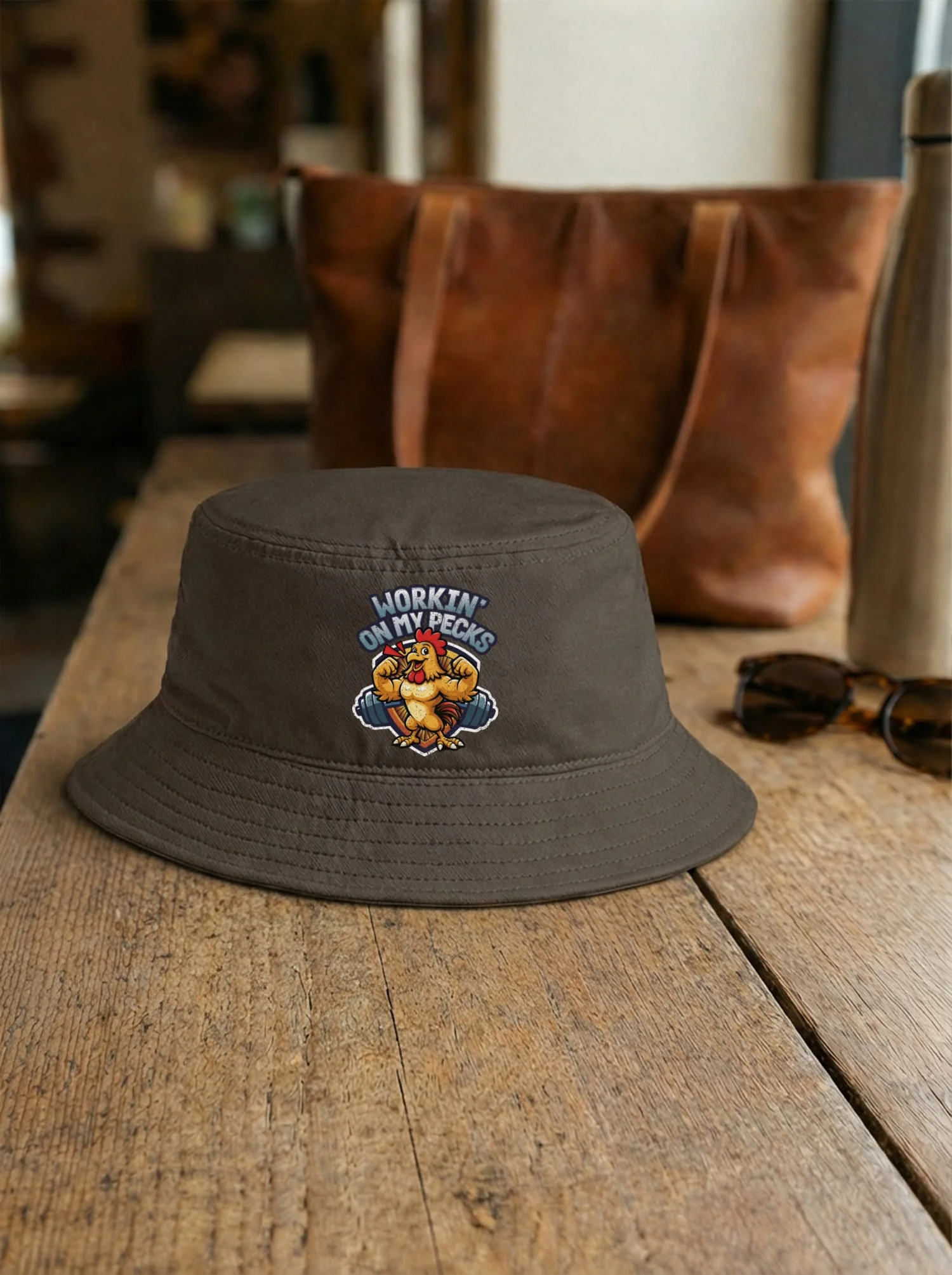 Workin On My Pecks Bucket Hat - Image 6