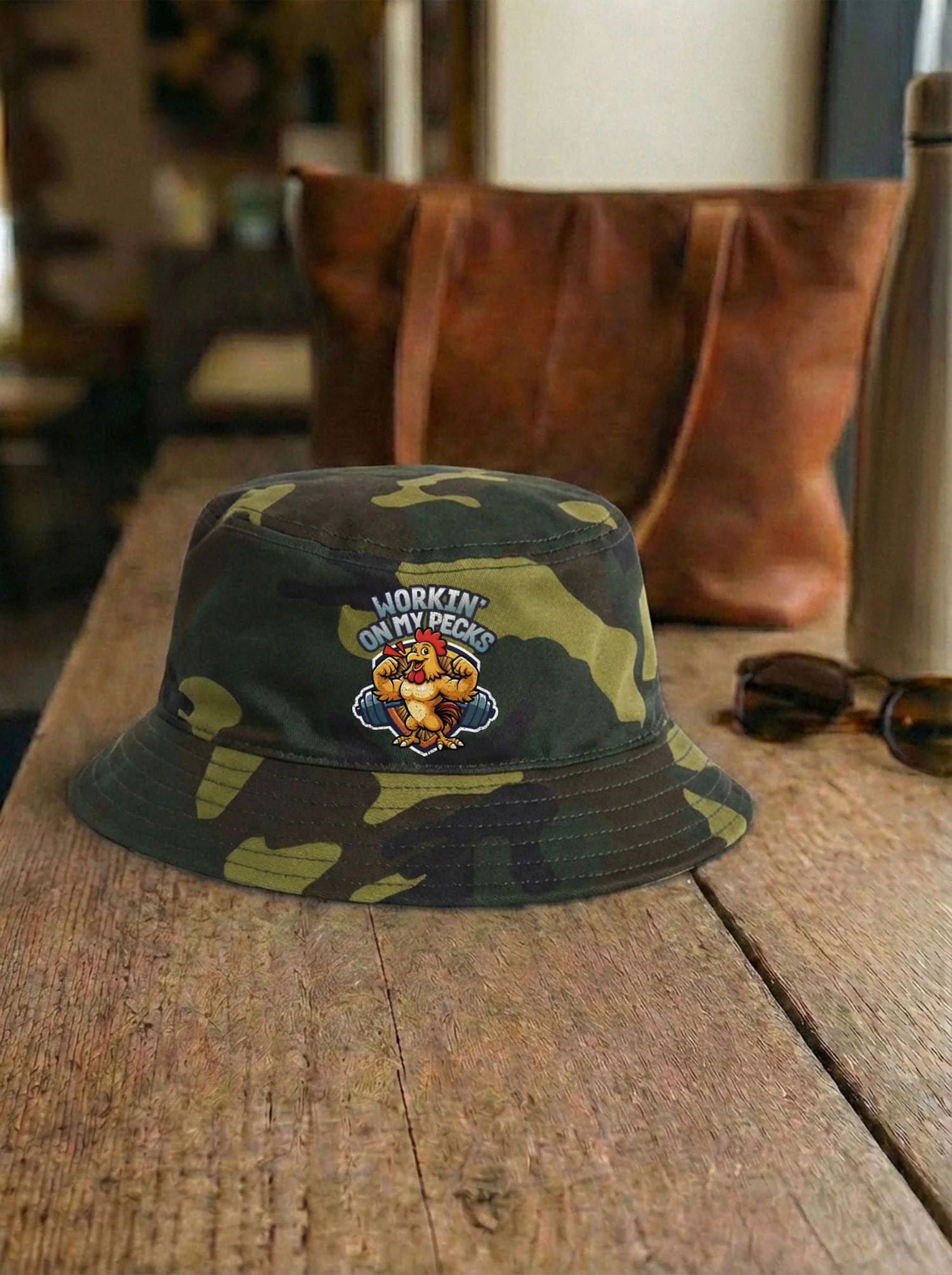 Workin On My Pecks Bucket Hat - Image 7