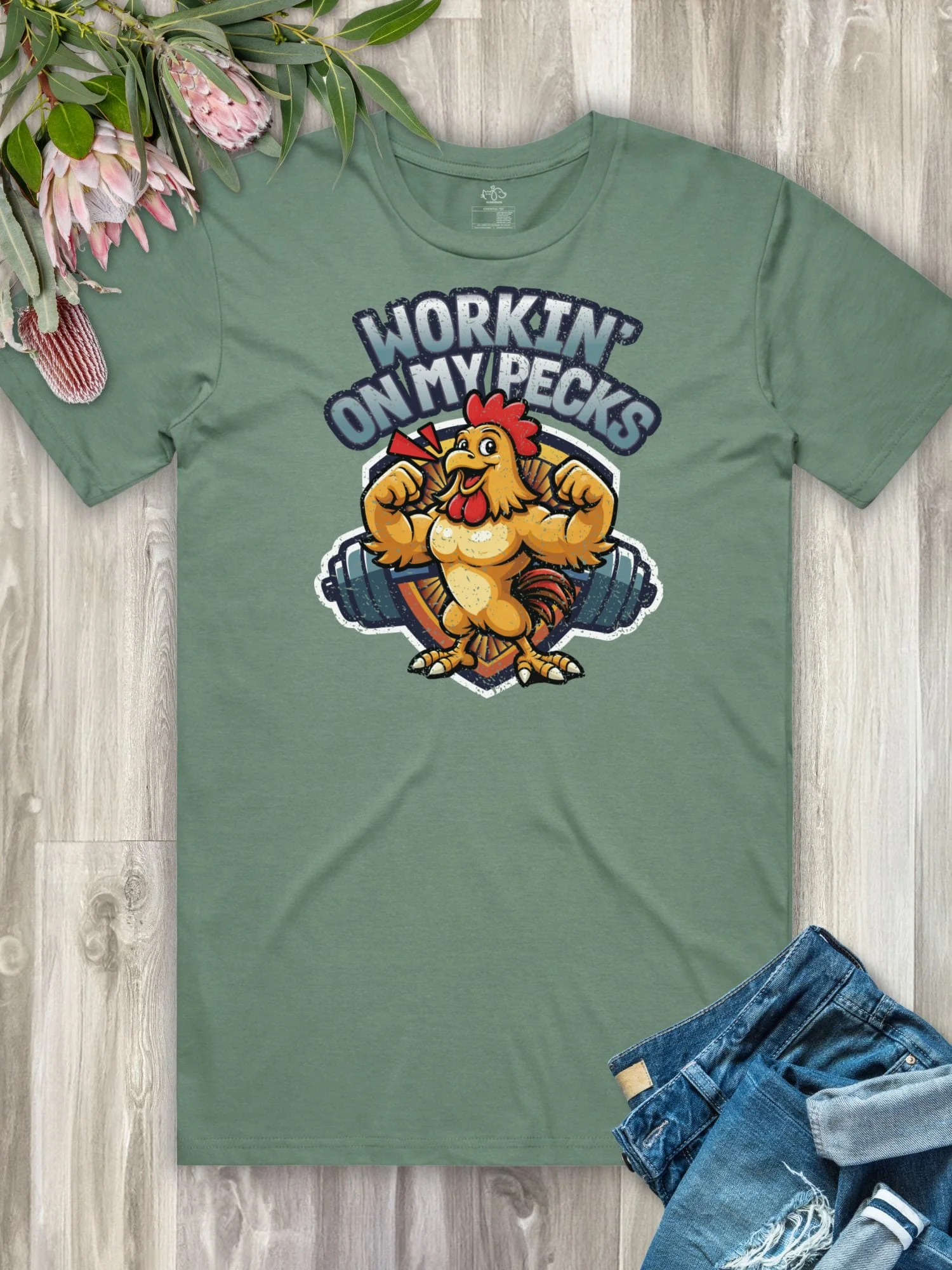 Workin On My Pecks Essential Unisex Tee - Image 4