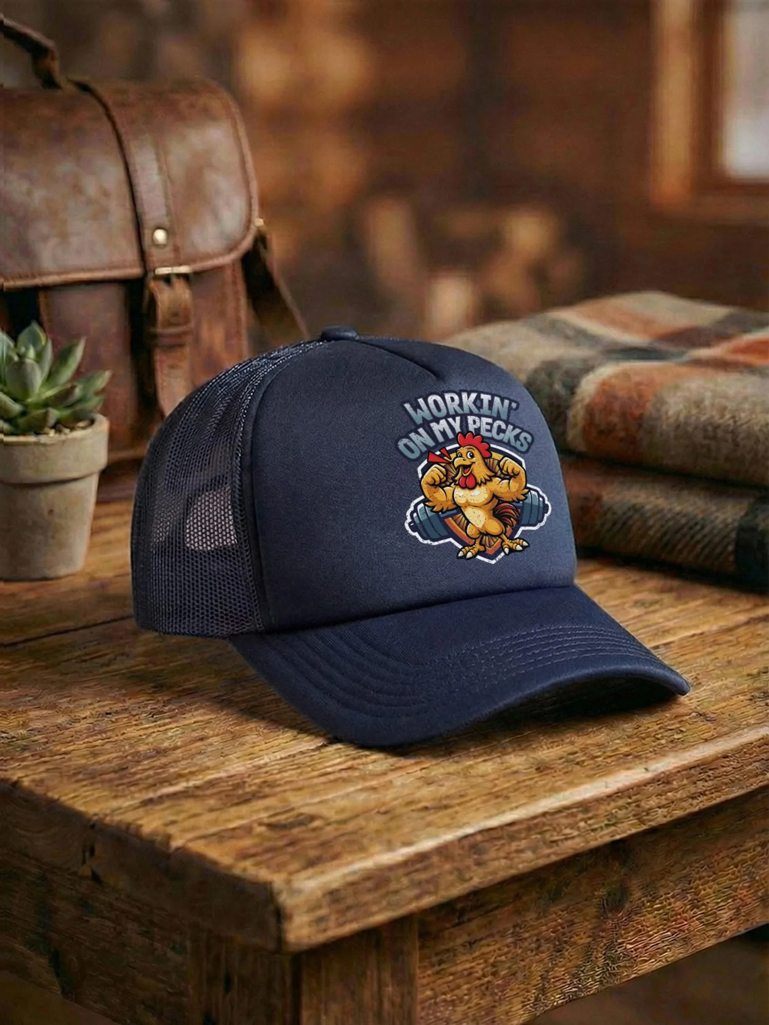 Workin On My Pecks Foam Trucker Cap - Image 3