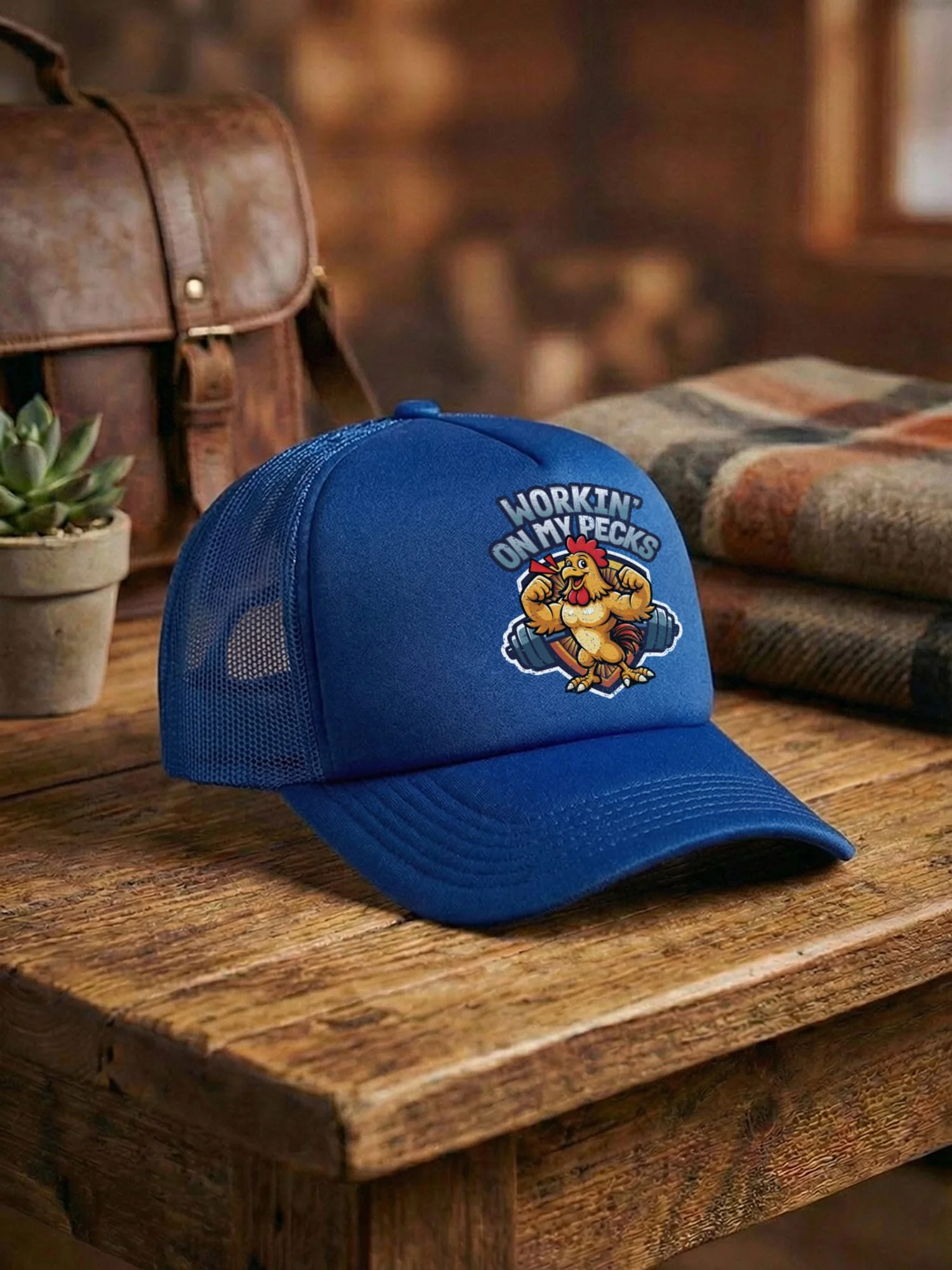 Workin On My Pecks Foam Trucker Cap - Image 4