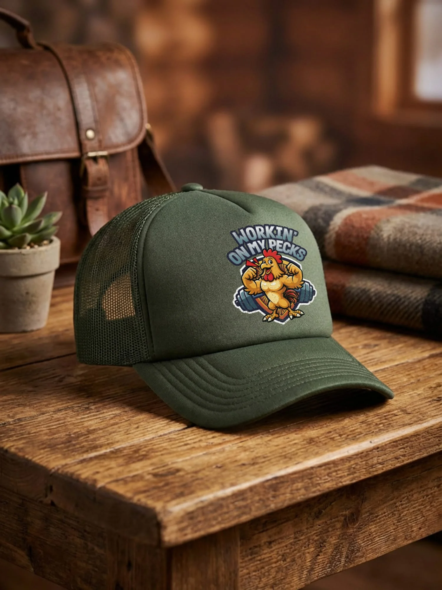 Workin On My Pecks Foam Trucker Cap - Image 7