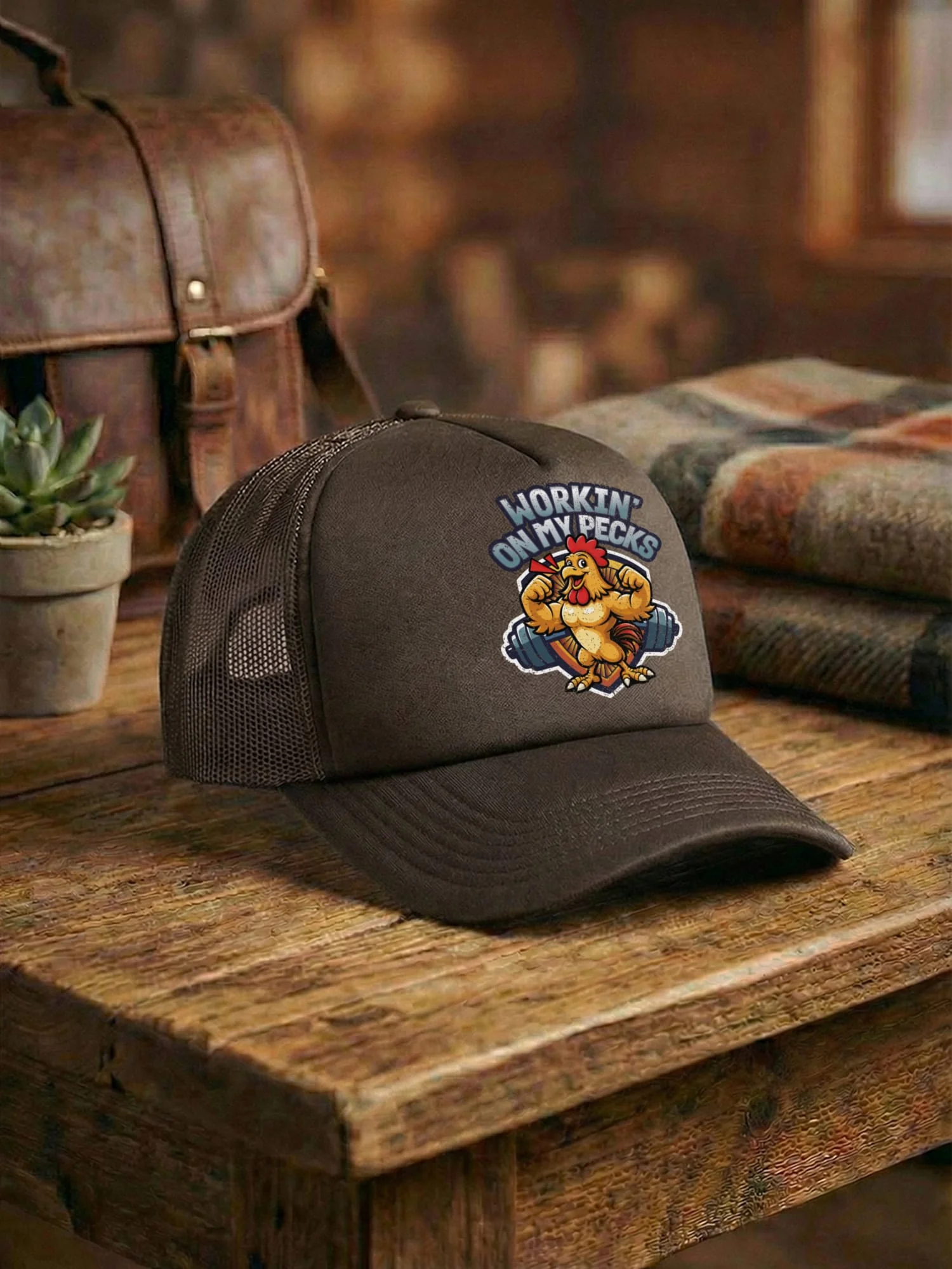 Workin On My Pecks Foam Trucker Cap - Image 9