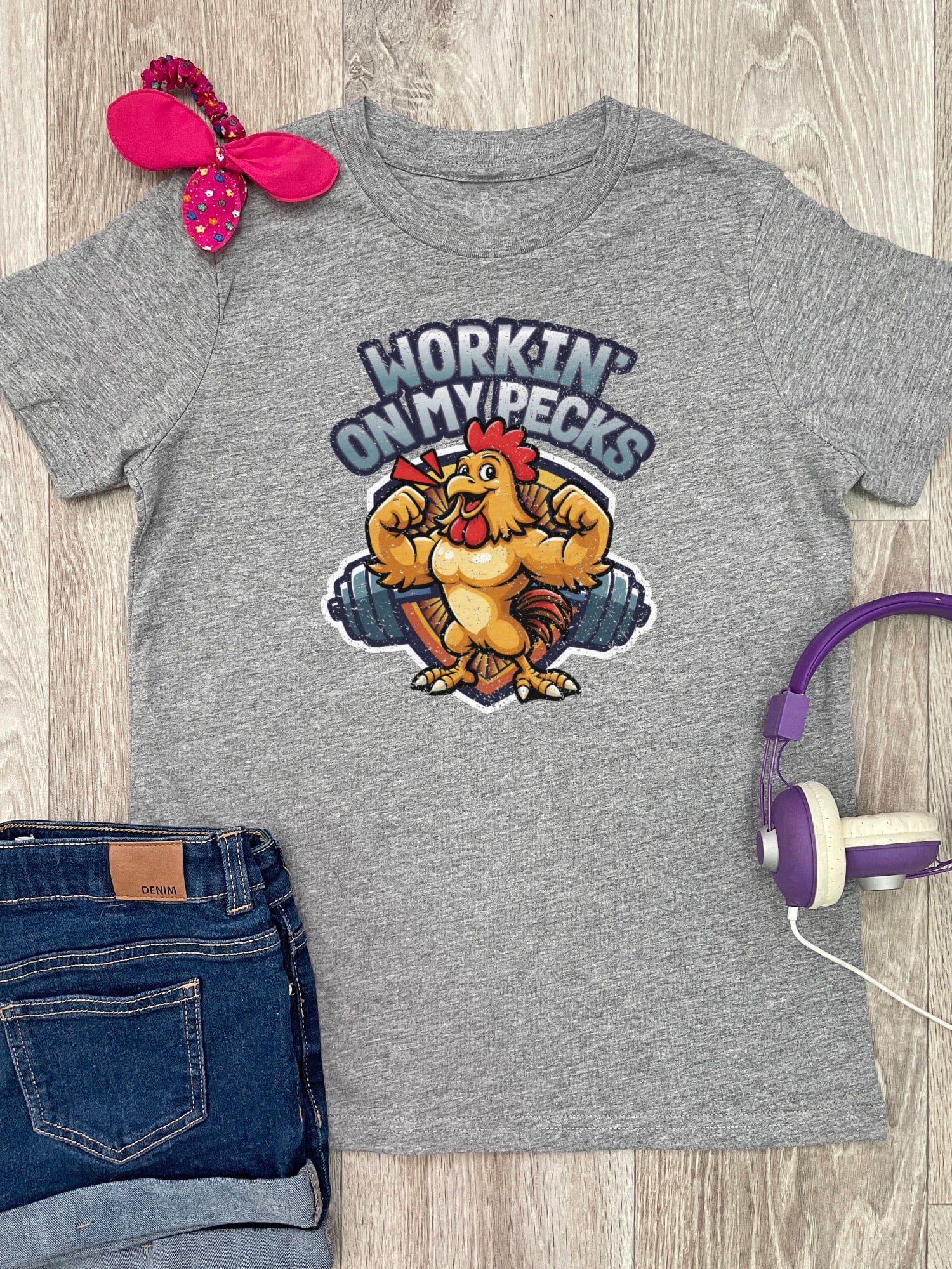 Workin On My Pecks Youth Tee - Image 4