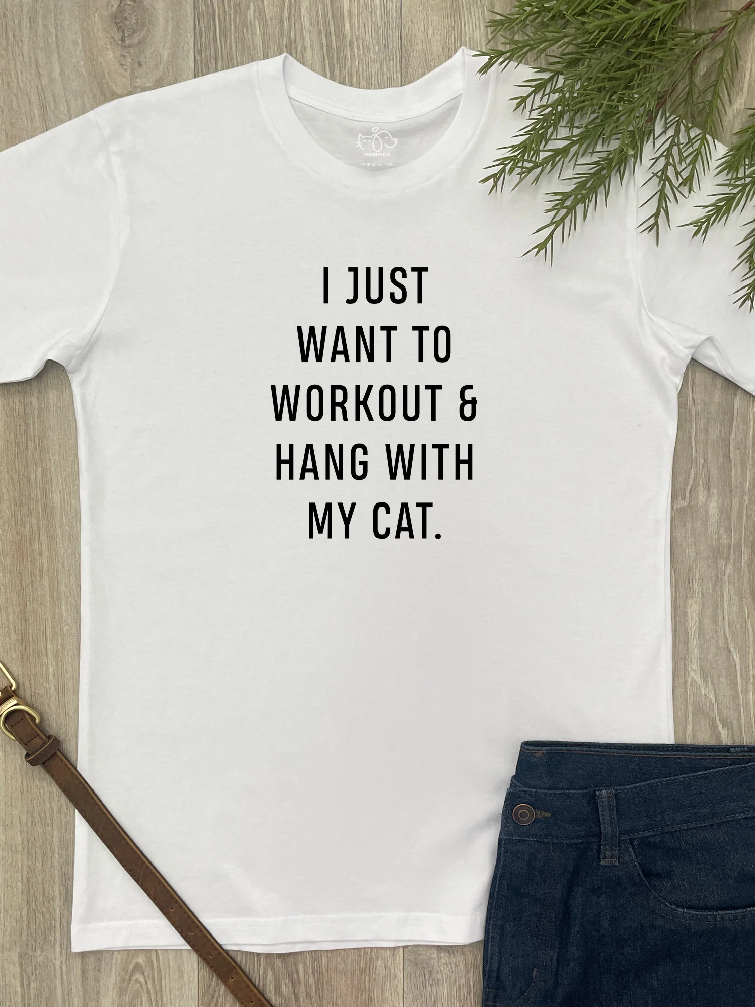 Workout & Hang With My Cat Essential Unisex Tee - Image 2