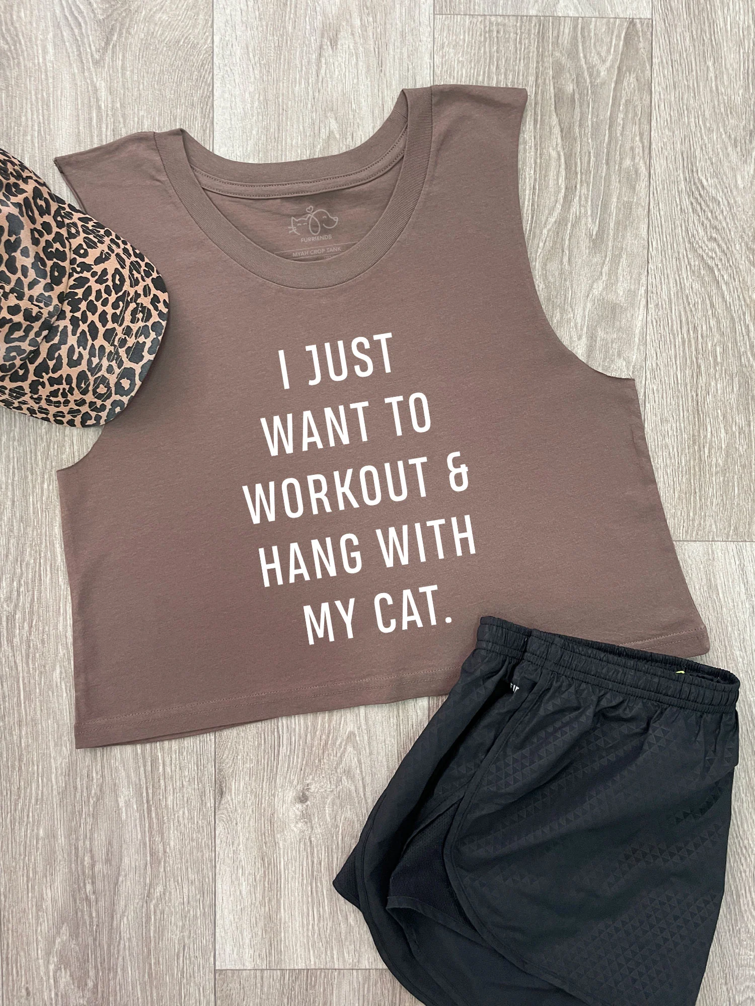 Workout & Hang With My Cat Myah Crop Tank - Image 2