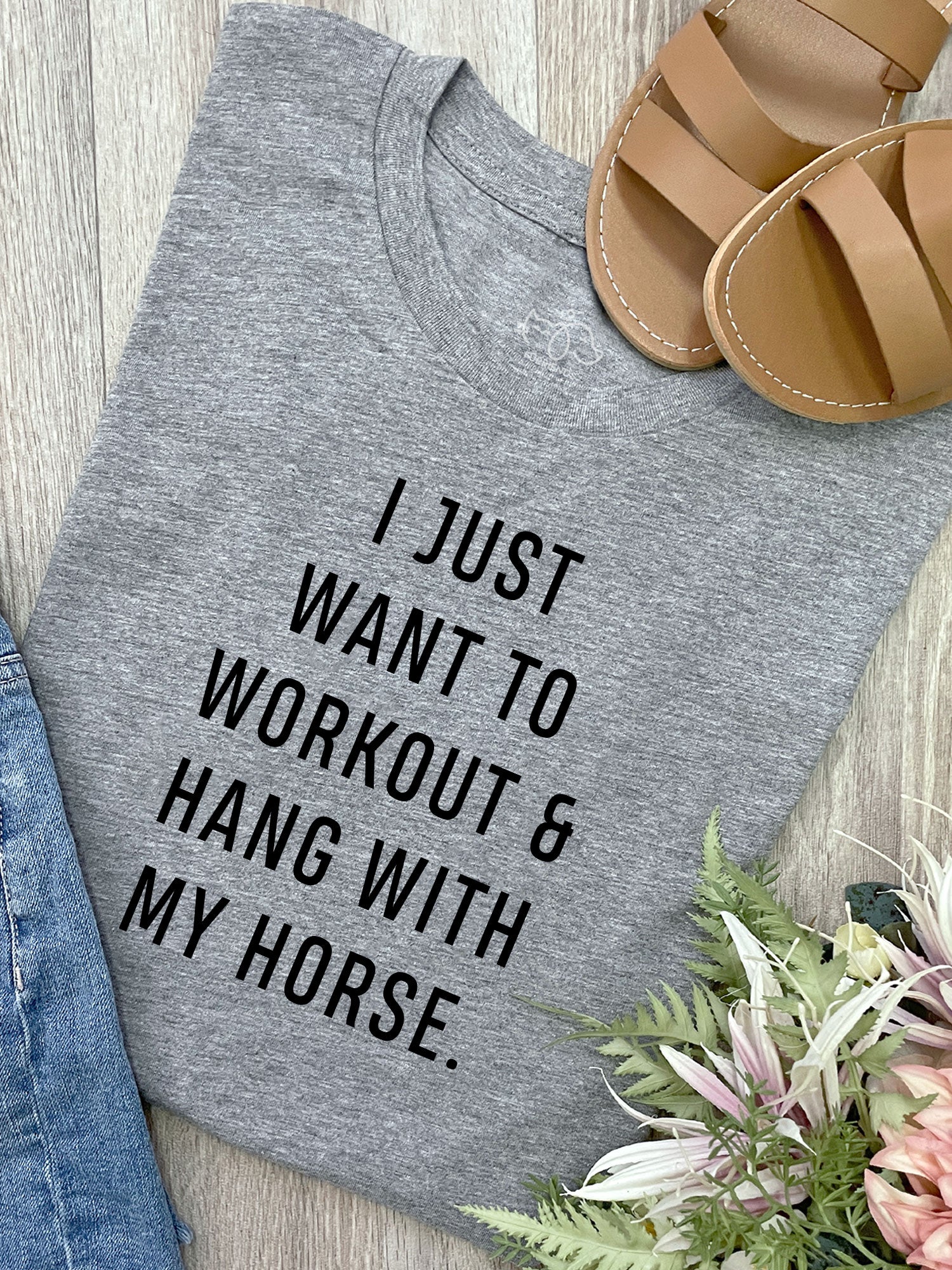 Workout & Hang With My Horse Ava Women's Regular Fit Tee - Image 3
